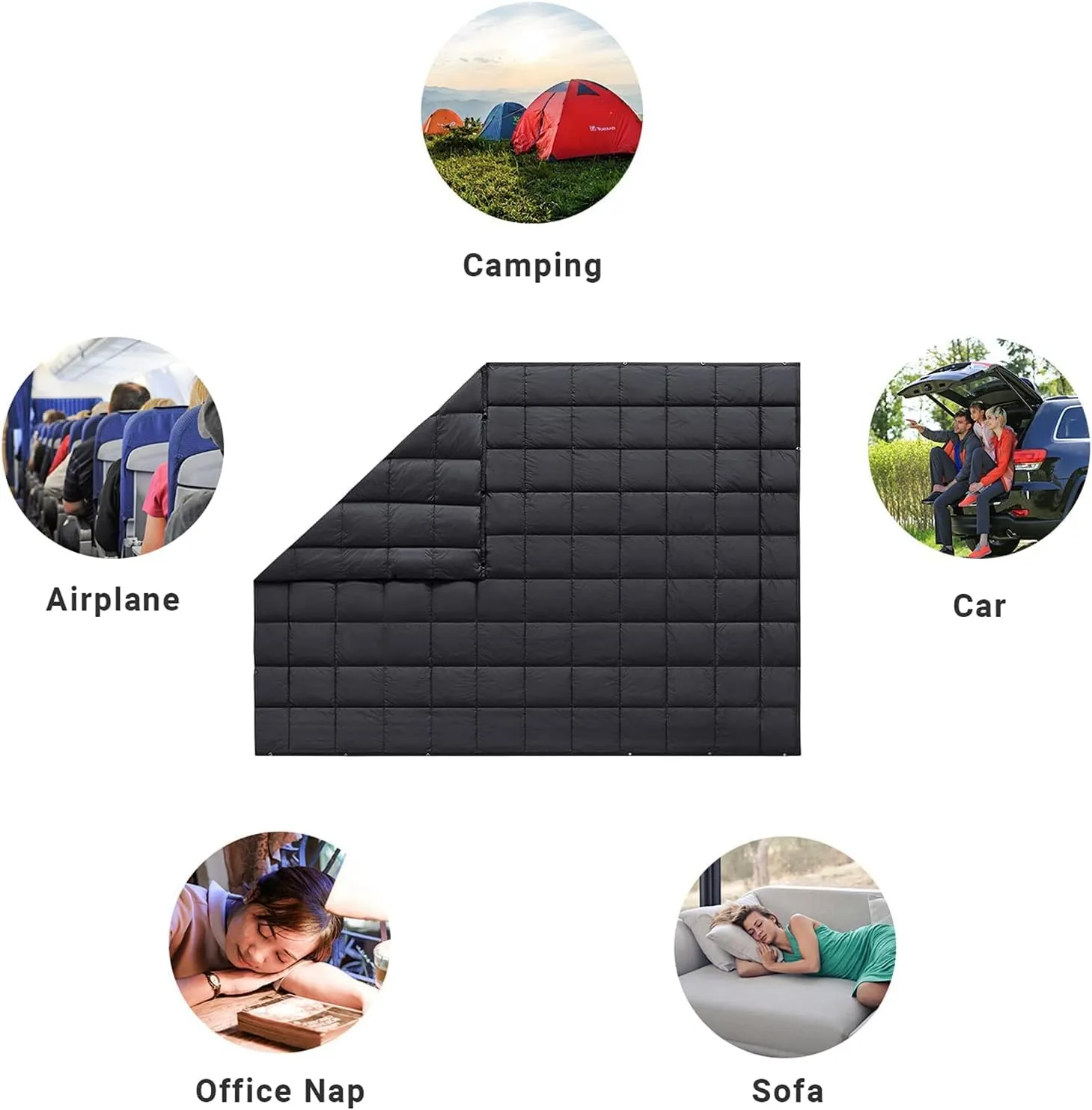 KingCamp Puffy Blanket for Camping, Warm Down Alternative Outdoors Indoors Quilt, Lightweight Compact Packable Windproof Blankets for Stadium, Airplane, Travel, Picnics, Backpacking
