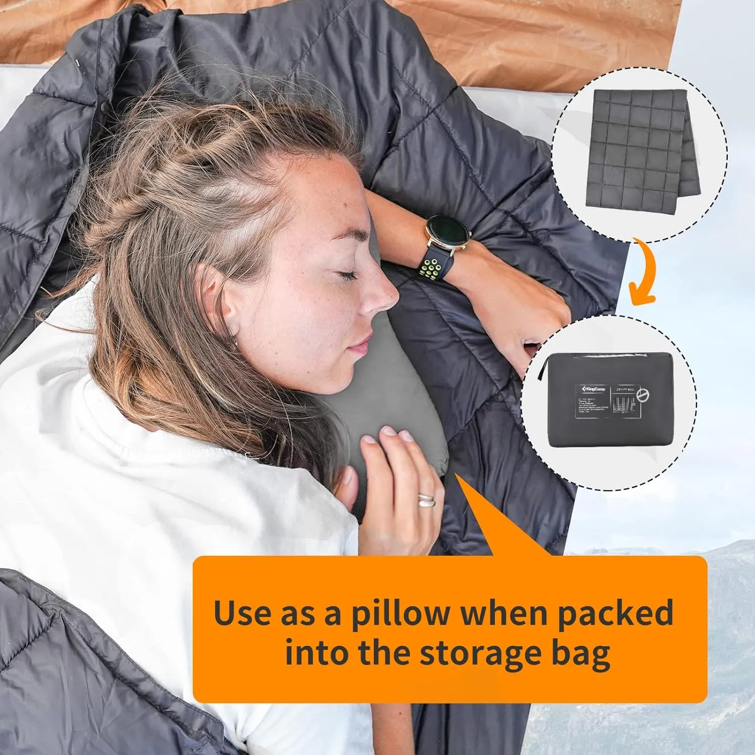 KingCamp Puffy Blanket for Camping, Warm Down Alternative Outdoors Indoors Quilt, Lightweight Compact Packable Windproof Blankets for Stadium, Airplane, Travel, Picnics, Backpacking