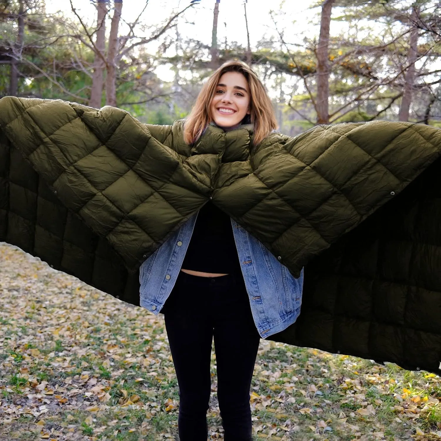 KingCamp Puffy Blanket for Camping, Warm Down Alternative Outdoors Indoors Quilt, Lightweight Compact Packable Windproof Blankets for Stadium, Airplane, Travel, Picnics, Backpacking