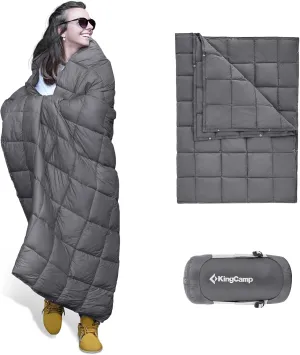 KingCamp Puffy Blanket for Camping, Warm Down Alternative Outdoors Indoors Quilt, Lightweight Compact Packable Windproof Blankets for Stadium, Airplane, Travel, Picnics, Backpacking