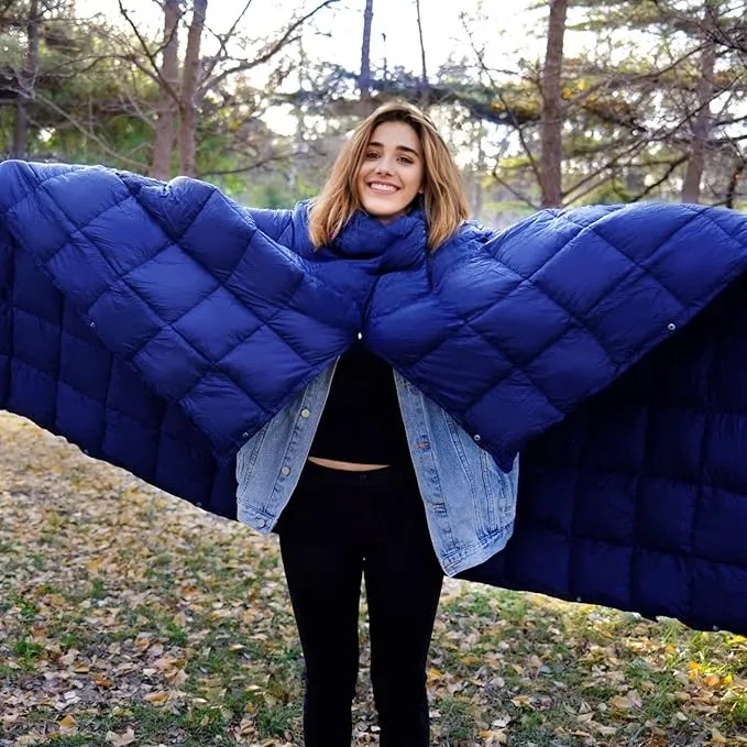 KingCamp Puffy Blankets for Cold Weather Camping, Warm Down Alternative Outdoors Indoors Quilt, Lightweight Compact Packable Windproof Blanket for Stadium, Airplane, Travel, Picnics, Backpacking