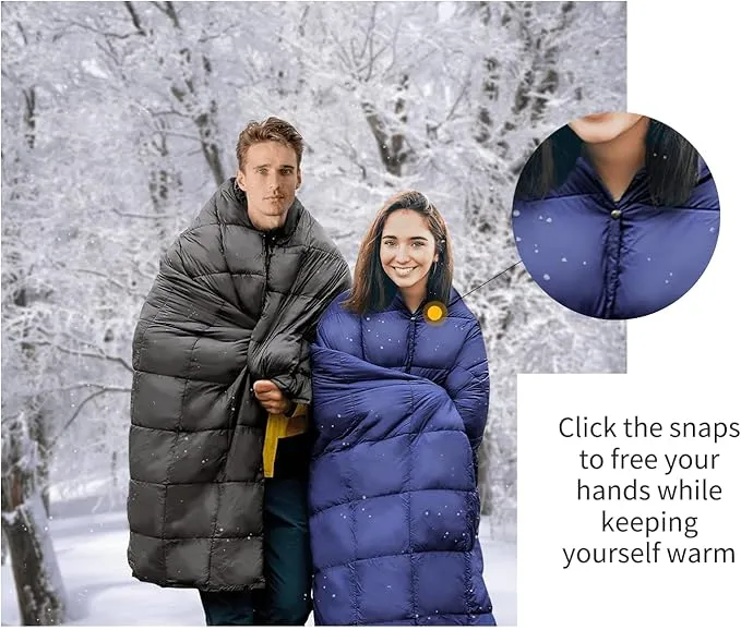 KingCamp Puffy Blankets for Cold Weather Camping, Warm Down Alternative Outdoors Indoors Quilt, Lightweight Compact Packable Windproof Blanket for Stadium, Airplane, Travel, Picnics, Backpacking