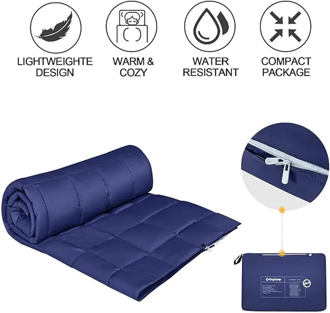 KingCamp Puffy Blankets for Cold Weather Camping, Warm Down Alternative Outdoors Indoors Quilt, Lightweight Compact Packable Windproof Blanket for Stadium, Airplane, Travel, Picnics, Backpacking
