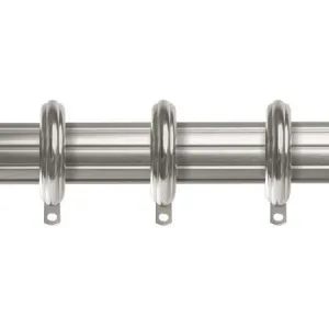 Kirsch Designer Metals 1 3/8 Inch Diameter Fluted Traverse Curtain Rod set with Rings, 120 - 180 Inches