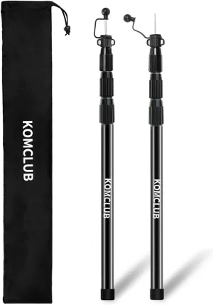 KOMCLUB Telescoping Tarp Poles Adjustable Tent Poles for Tarp Heavy-Duty Design Portable & Lightweight Fiberglass Tent Poles for Shelter Camping Awning 4 Sections Adjustable to 98.51 in(Set of 2)