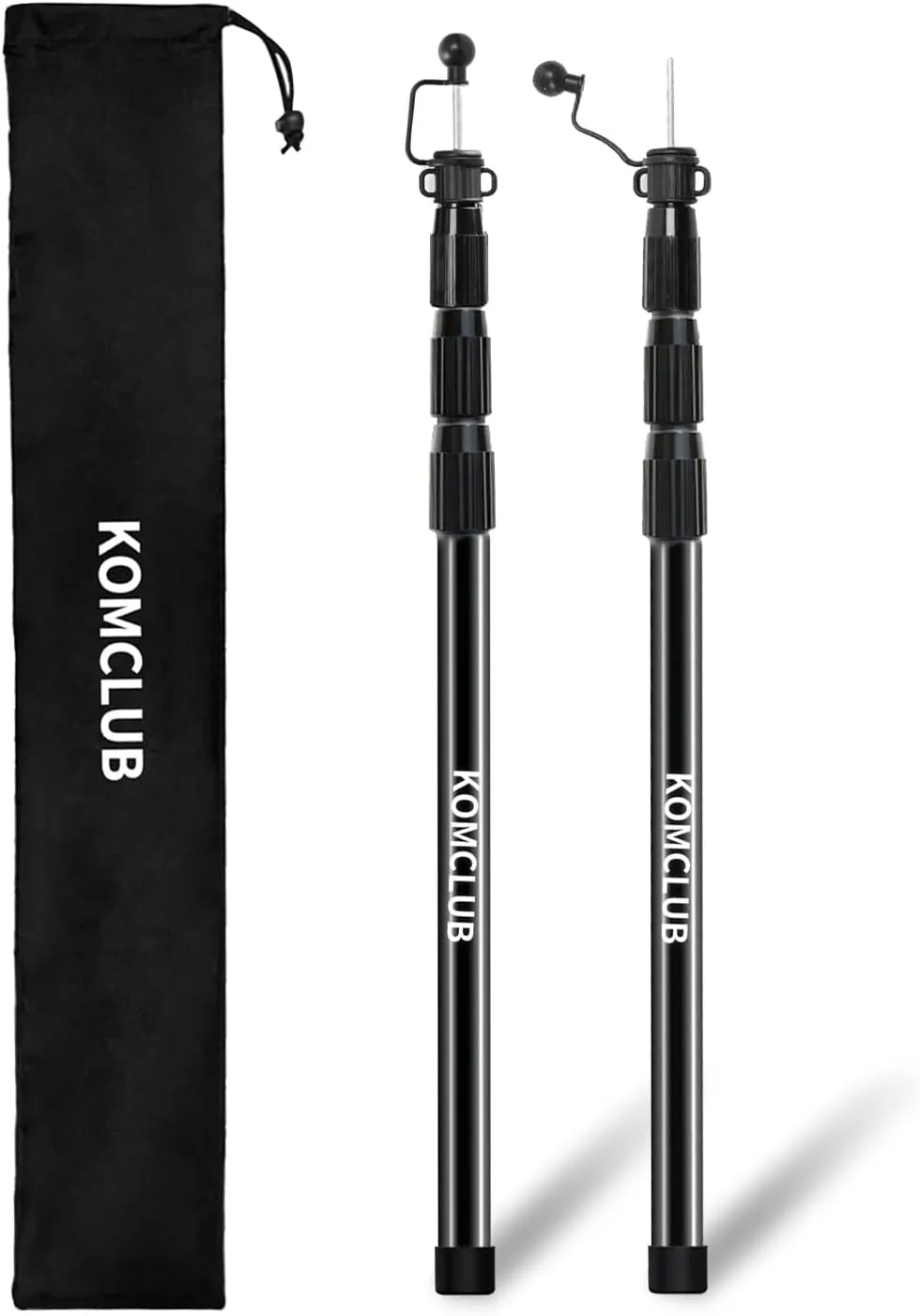 KOMCLUB Telescoping Tarp Poles Adjustable Tent Poles for Tarp Heavy-Duty Design Portable & Lightweight Fiberglass Tent Poles for Shelter Camping Awning 4 Sections Adjustable to 98.51 in(Set of 2)