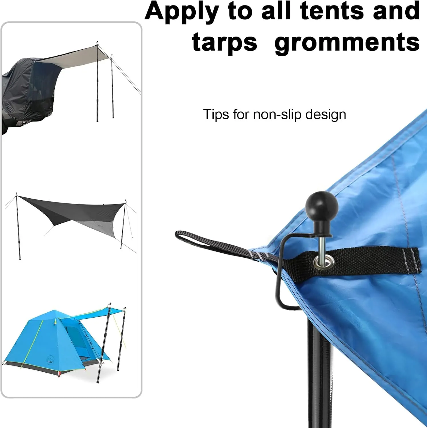KOMCLUB Telescoping Tarp Poles Adjustable Tent Poles for Tarp Heavy-Duty Design Portable & Lightweight Fiberglass Tent Poles for Shelter Camping Awning 4 Sections Adjustable to 98.51 in(Set of 2)