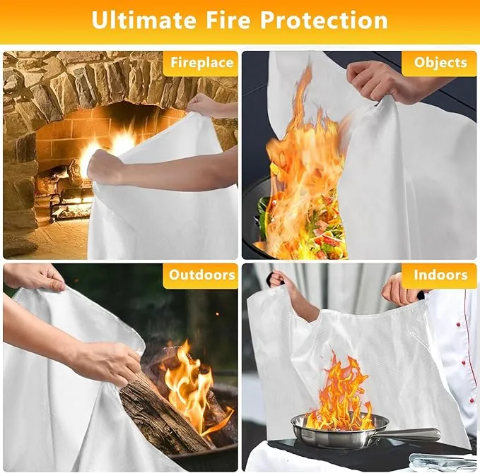 Kovshuiwe Emergency Fire Blanket for Home Kitchen, 2 Pack Fire Suppression Blanket, Fire Extinguisher Blanket, Flame Retardant Blankets Fiberglass Fire Blankets for House,Camping,Fireplace,Grill