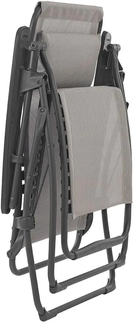 Lafuma Futura LFM3118-8548 Zero Gravity Outdoor Steel Framed Lawn Patio Recliner Folding Lounge Chair with Batyline Canvas, Seigle Grey