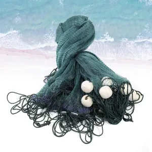 Large Fishing Gill Net Hand Made Fishing Drag Cast Net Polyethylene Beach Seine Drag Nets Fishing Equipment with Floats and Lead Sinkers