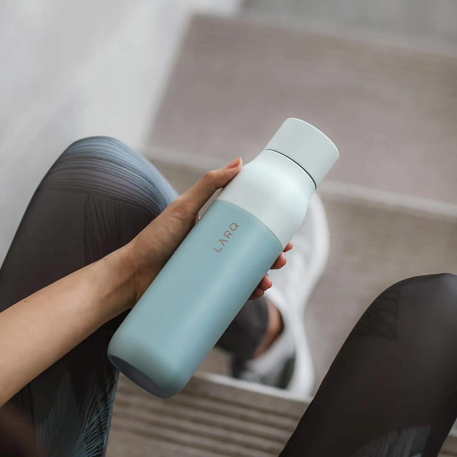 LARQ Bottle PureVis 17 oz - Self-Cleaning and Insulated Stainless Steel Water Bottle with UV Water Purifier and Award-winning Design | Reusable & Travel Friendly, Seaside Mint
