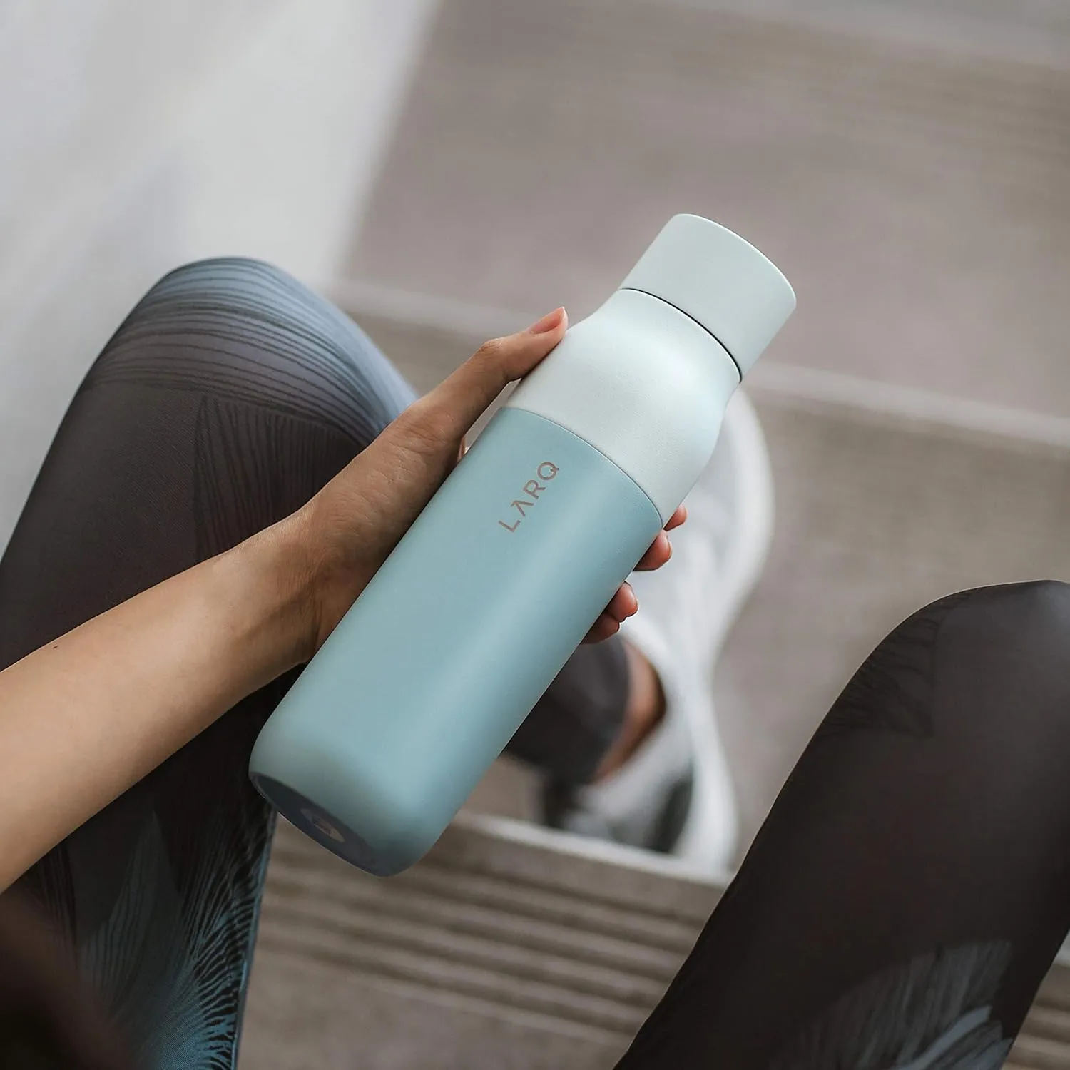 LARQ Bottle PureVis 17 oz - Self-Cleaning and Insulated Stainless Steel Water Bottle with UV Water Purifier and Award-winning Design | Reusable & Travel Friendly, Seaside Mint