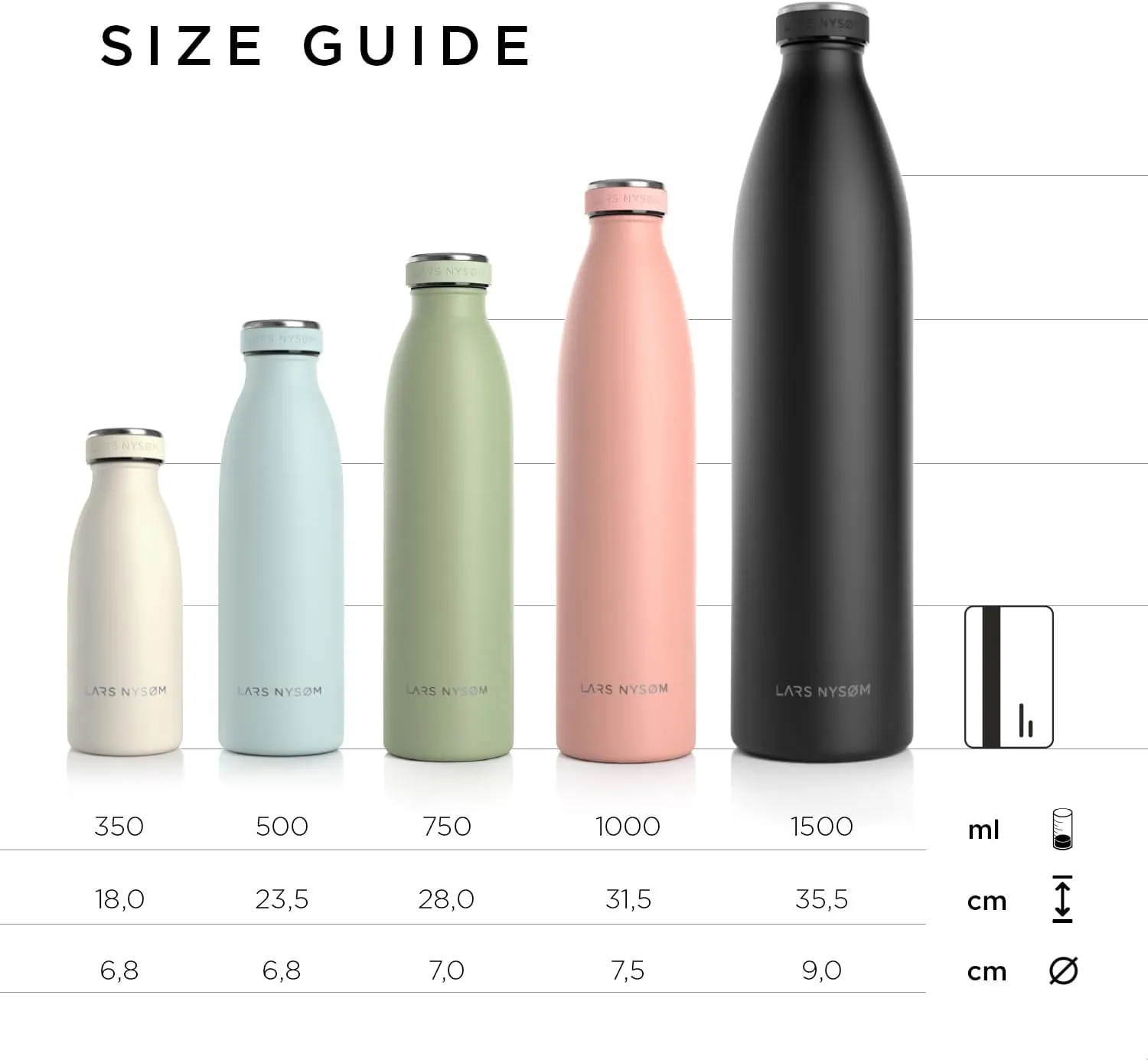 LARS NYSØM Stainless Steel Insulated Water Bottle 12oz 17oz 25oz 34oz 51oz | Insulated Thermo Flask for Hot and Cold Beverages | Leakproof Drinking Bottle (Almond Beige, 25.4oz)