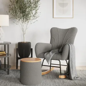 Lavish Home Rocking Chair - Teddy Fabric Upholstered Chair with Padded Seat and Contoured Armrests - Ergonomic Modern Rocker for Bedroom (Gray)