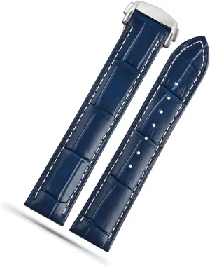 Leather Strap For Omega Seamaster 300 150 Speedmaster 007 AT150 Brown Watchband Bracelet Folding Clasp 19mm 20mm 22mm