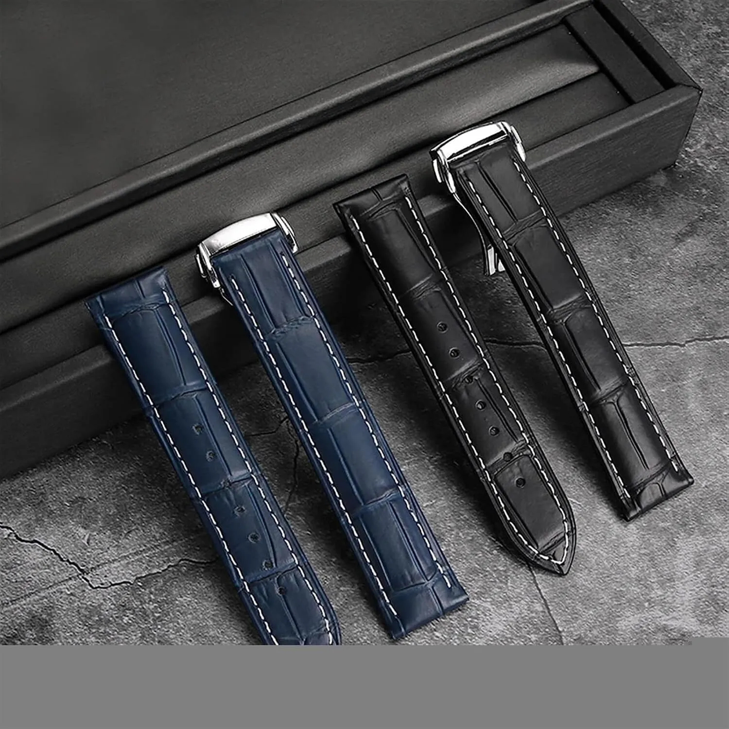Leather Strap For Omega Seamaster 300 150 Speedmaster 007 AT150 Brown Watchband Bracelet Folding Clasp 19mm 20mm 22mm