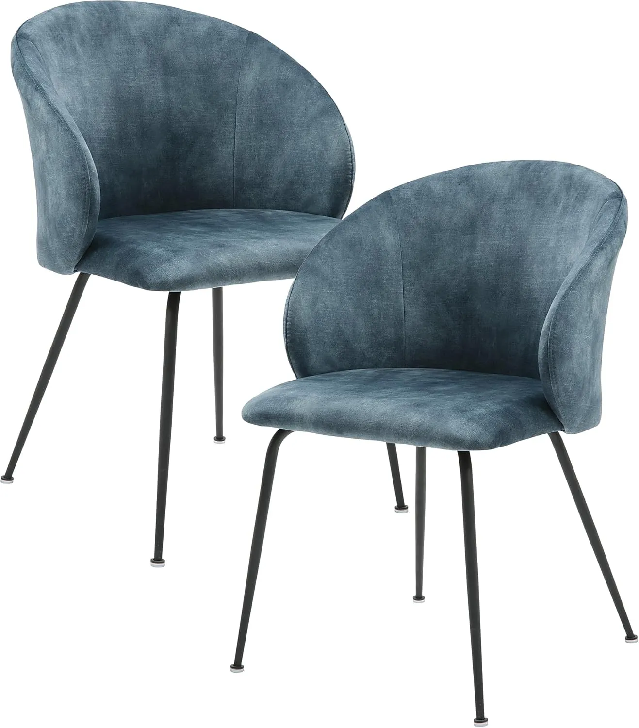 Lexicon Velvet Fabric Upholstered Dining Chairs, Armless Metal Legs Kitchen & Dining Room Chairs, Easy to Assemble Dining Chair, Modern Chair Round Back, Dining Chairs Set of 2, Teal/Black