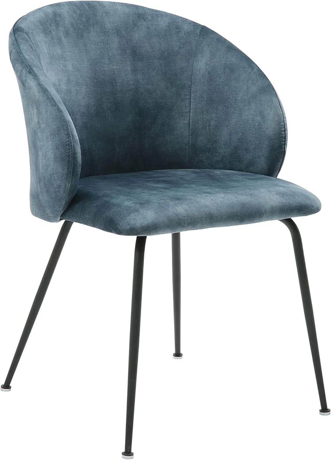 Lexicon Velvet Fabric Upholstered Dining Chairs, Armless Metal Legs Kitchen & Dining Room Chairs, Easy to Assemble Dining Chair, Modern Chair Round Back, Dining Chairs Set of 2, Teal/Black
