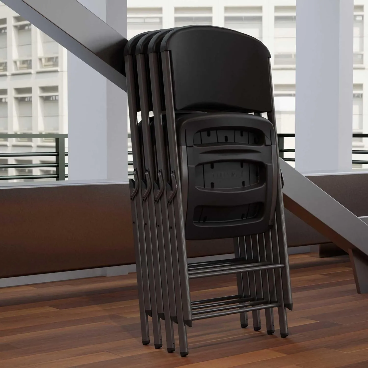 Lifetime 80187 Commercial Grade Folding Chair, 4 Pack, Black