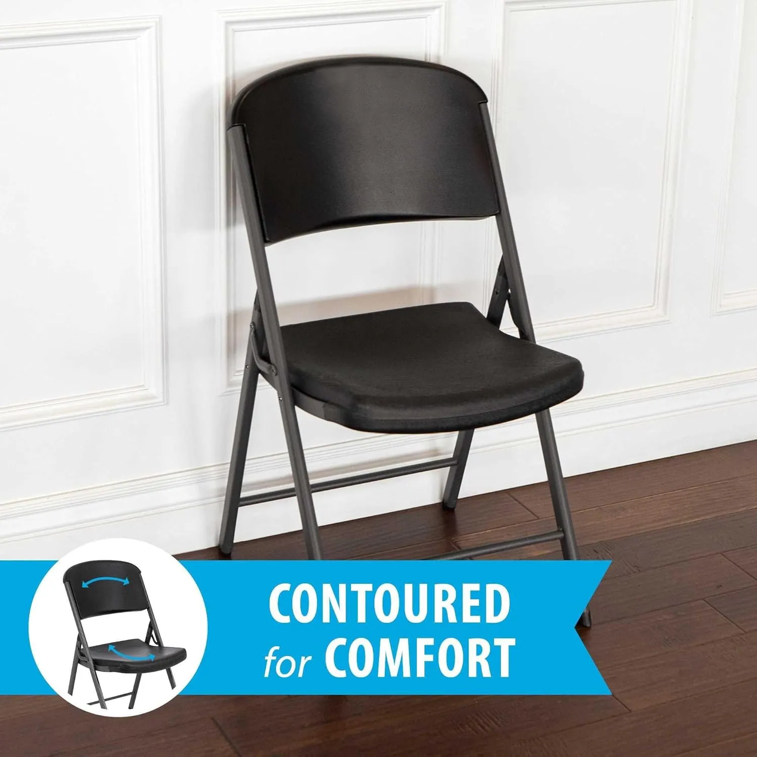 Lifetime 80187 Commercial Grade Folding Chair, 4 Pack, Black