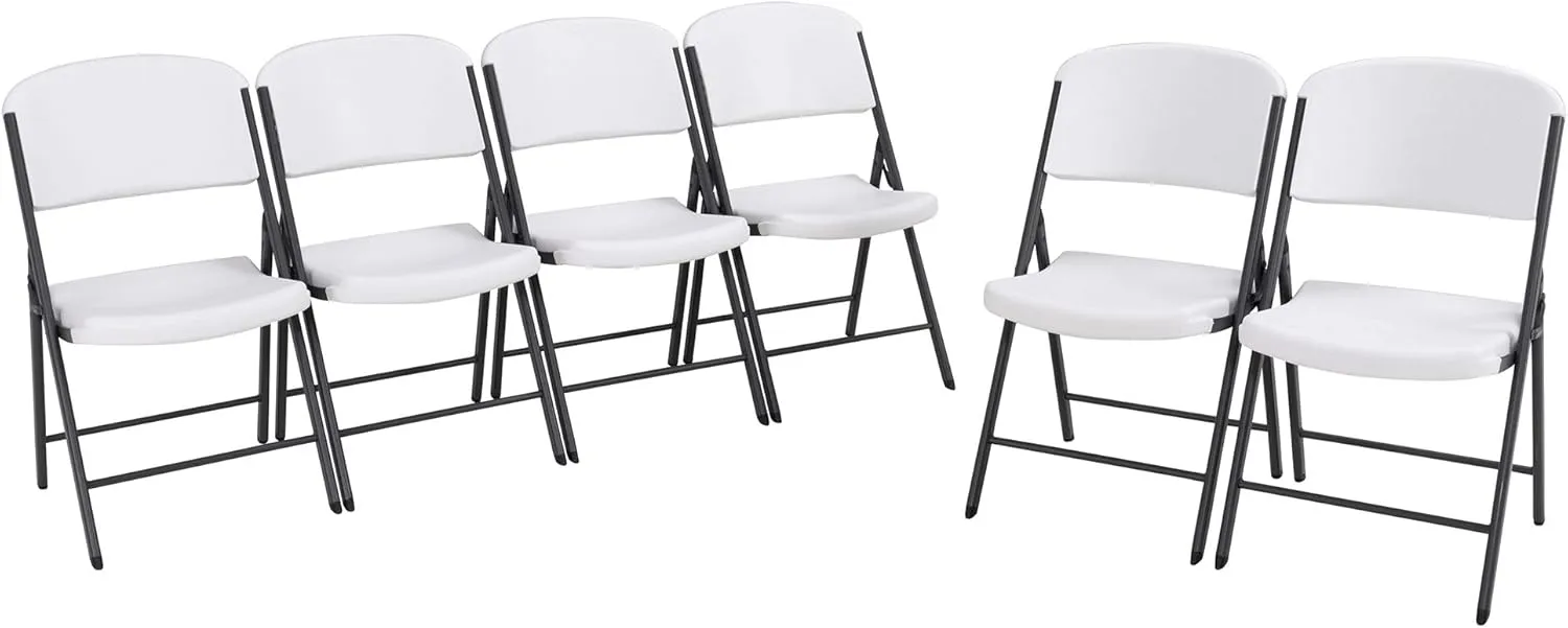 LIFETIME 80747 Commercial Grade Folding Chairs, 6 Pack, White Granite