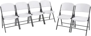 LIFETIME 80747 Commercial Grade Folding Chairs, 6 Pack, White Granite