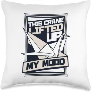 Lifted Up My Mood Paper Crane Folding Owl Origami Throw Pillow, 16x16, Multicolor