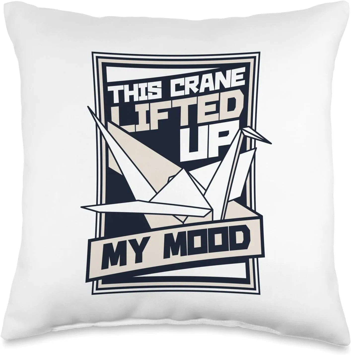 Lifted Up My Mood Paper Crane Folding Owl Origami Throw Pillow, 16x16, Multicolor