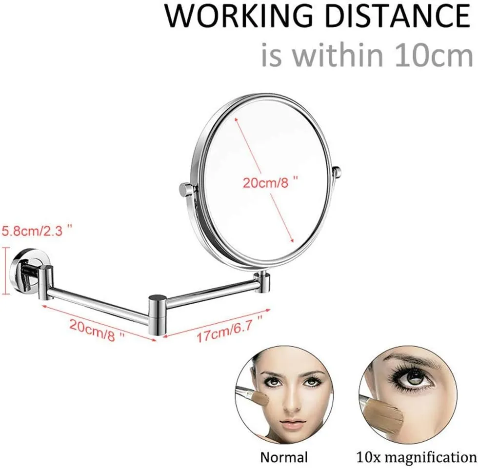 Light up Life& Wall Mounted Makeup Mirrors Magnifying Extend Sturdy Adjustable Shaving Cosmetic Mirror Bathroom Vanity Mirrors(10x)