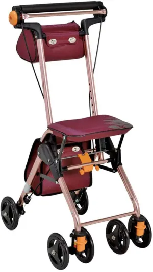 Lightweight Folding Four Wheel Rollator Walker with Padded Seat,Ergonomic Handles and Carry Bag,Limited Mobility Aid,Suitable for The Elderly Disabled