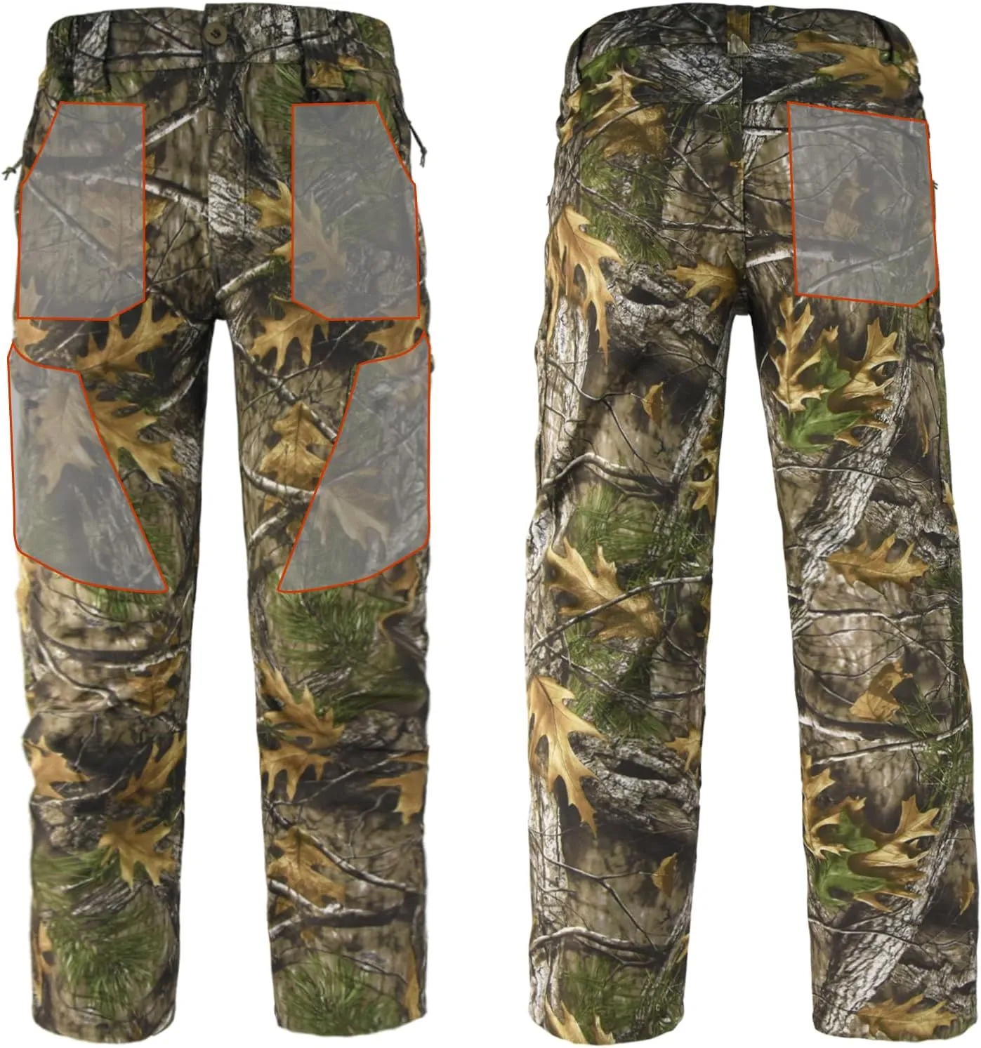 LOOGU Men's Fleece Lined Insulation Camo Hunting Pants Windproof Water-Resistant Softshell Tactical Pants for Men