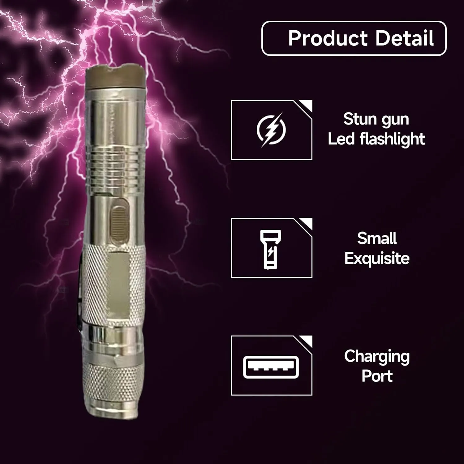 M1 Stun Gun Ultrapowerful Rechargeable for Men Women for Car & Self Defense Tactical Flashlight for Person Safety(White)