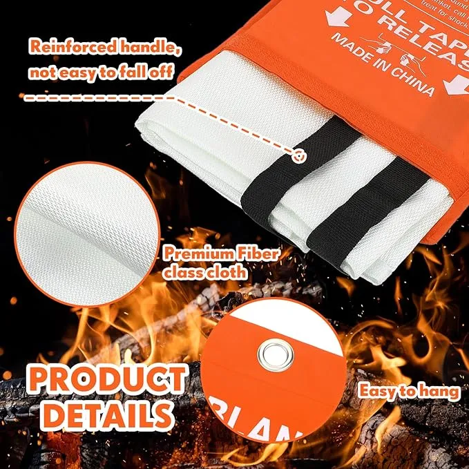 Macarrie 20 Pack 39” x 39” Fire Blanket Emergency Fire Blanket for Home and Kitchen Suppression Blanket Safety Fiberglass Fireproof Blanket Survival for Fireplace Car Office Camping (Orange)