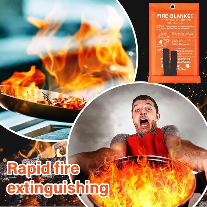 Macarrie 20 Pack 39” x 39” Fire Blanket Emergency Fire Blanket for Home and Kitchen Suppression Blanket Safety Fiberglass Fireproof Blanket Survival for Fireplace Car Office Camping (Orange)