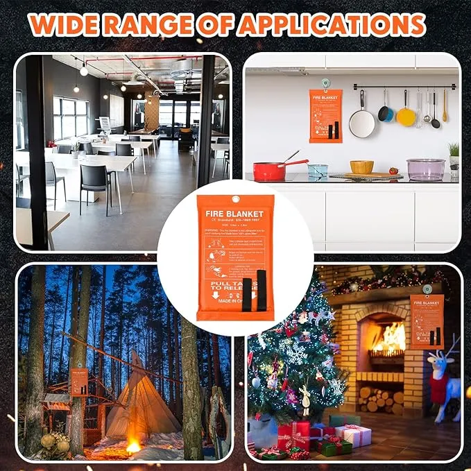 Macarrie 20 Pack 39” x 39” Fire Blanket Emergency Fire Blanket for Home and Kitchen Suppression Blanket Safety Fiberglass Fireproof Blanket Survival for Fireplace Car Office Camping (Orange)