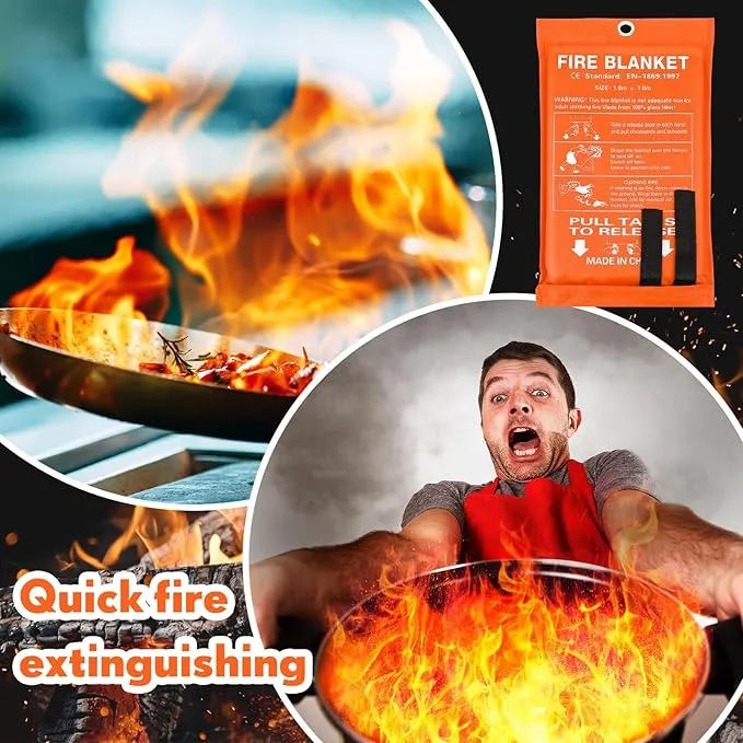 Macarrie 30 Pack 39” x 39” Fire Blanket Emergency Fire Blanket for Home and Kitchen Suppression Blanket Safety Fiberglass Fireproof Blanket Survival for Fireplace Car Office Camping (Orange)