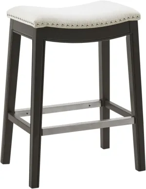 Madison Park Belfast Bar Stools, Contour Padded Seat, Nail Head Trim, Modern Kitchen Counter Chair, Solid Hardwood, Metal Kickplate Footrest, Dining Room Accent Furniture, Cream