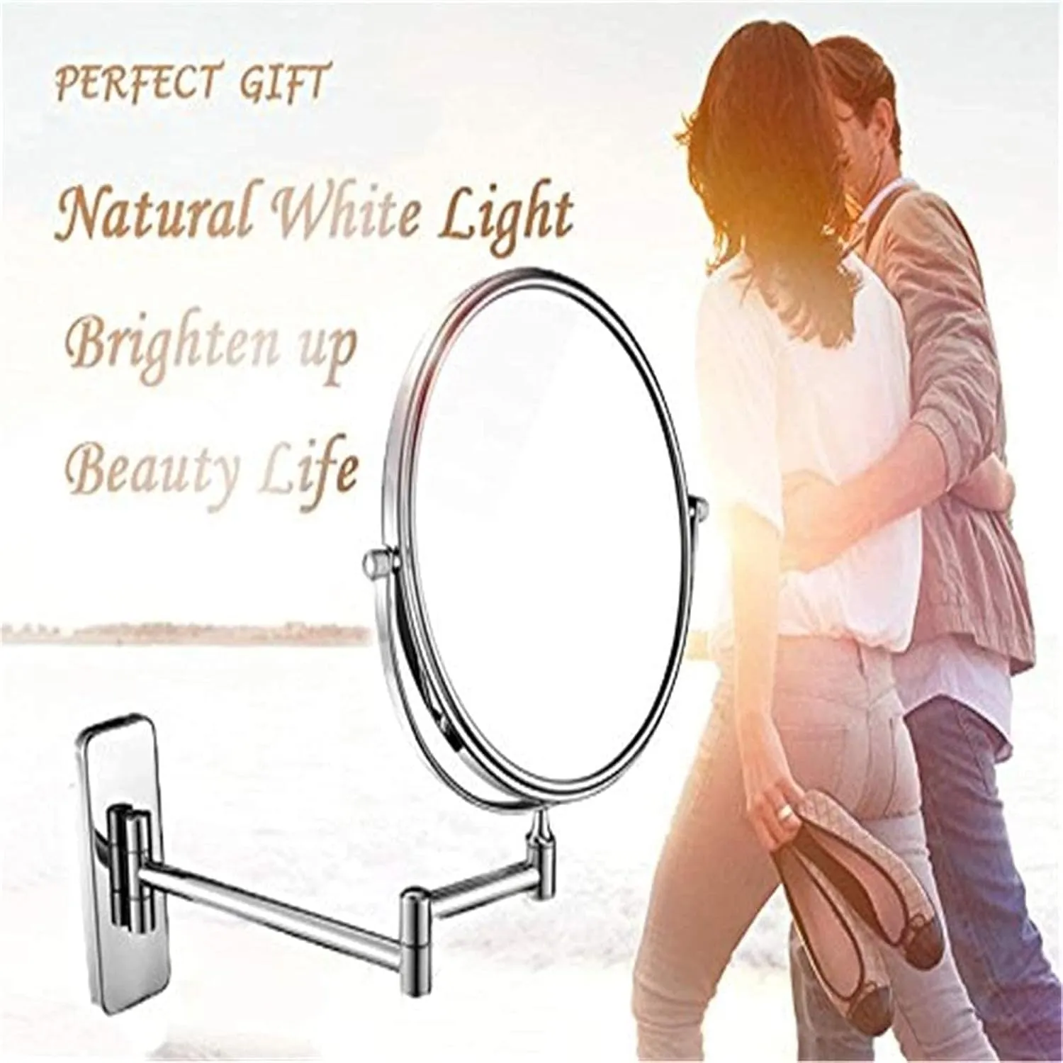 Makeup Mirror Swivel Extendable Bathroom Mirror Double Sided Cosmetic Vanity Mirror 3X Magnification Folding Round Sabeauty Mirror Shaving in Bedroom or Bathroom/Meta