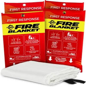Mart Cobra Emergency Fire Blanket for Home and Kitchen - 4 Pack - Fire Blankets Emergency for Home Safety 40” x 40” - Suppression Shield Retardant Extinguisher Fiberglass Welding Fireproof Cloth Towel