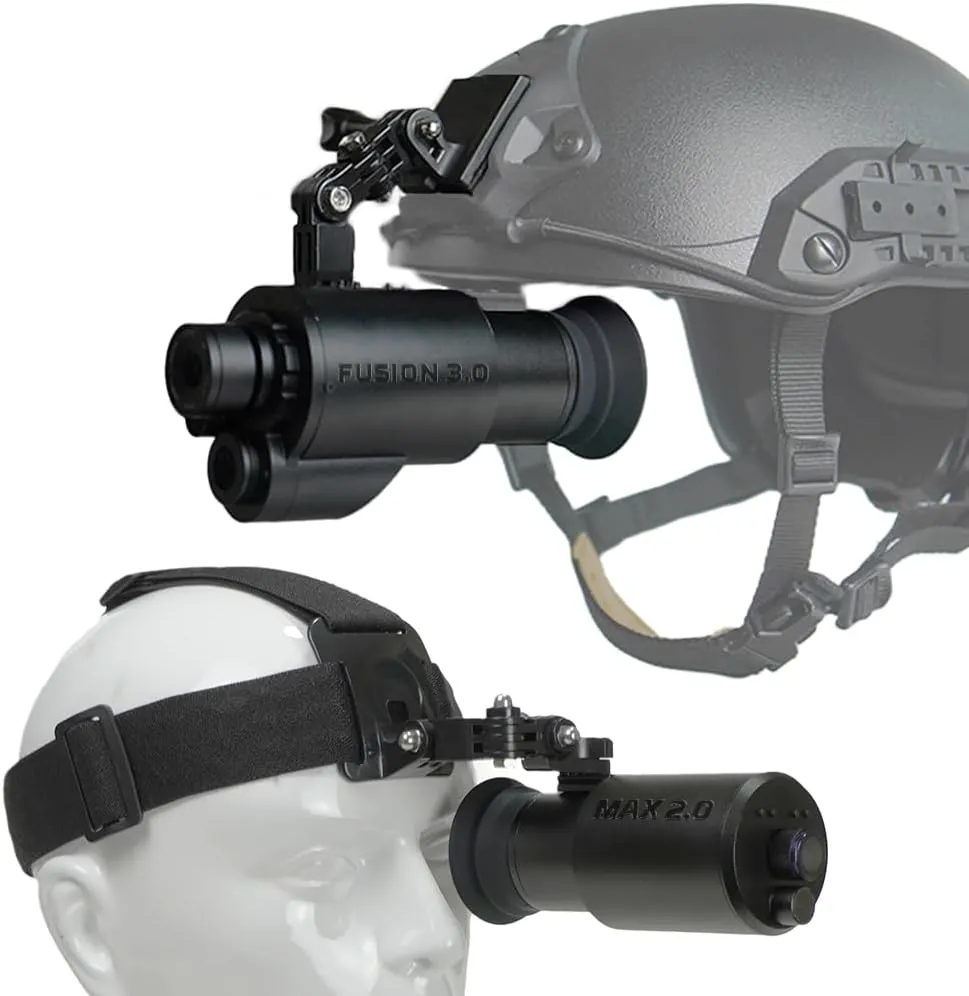 MAX 2.0 Digital Night Vision Goggle & Fusion 3.0 Thermal/NV Goggle - Head & Helmet Mounted, Wide Viewing, 1x Lens, USB Rechargeable Infrared Heat Monocular NVG for CQB Airsoft, Tactical Training Tool