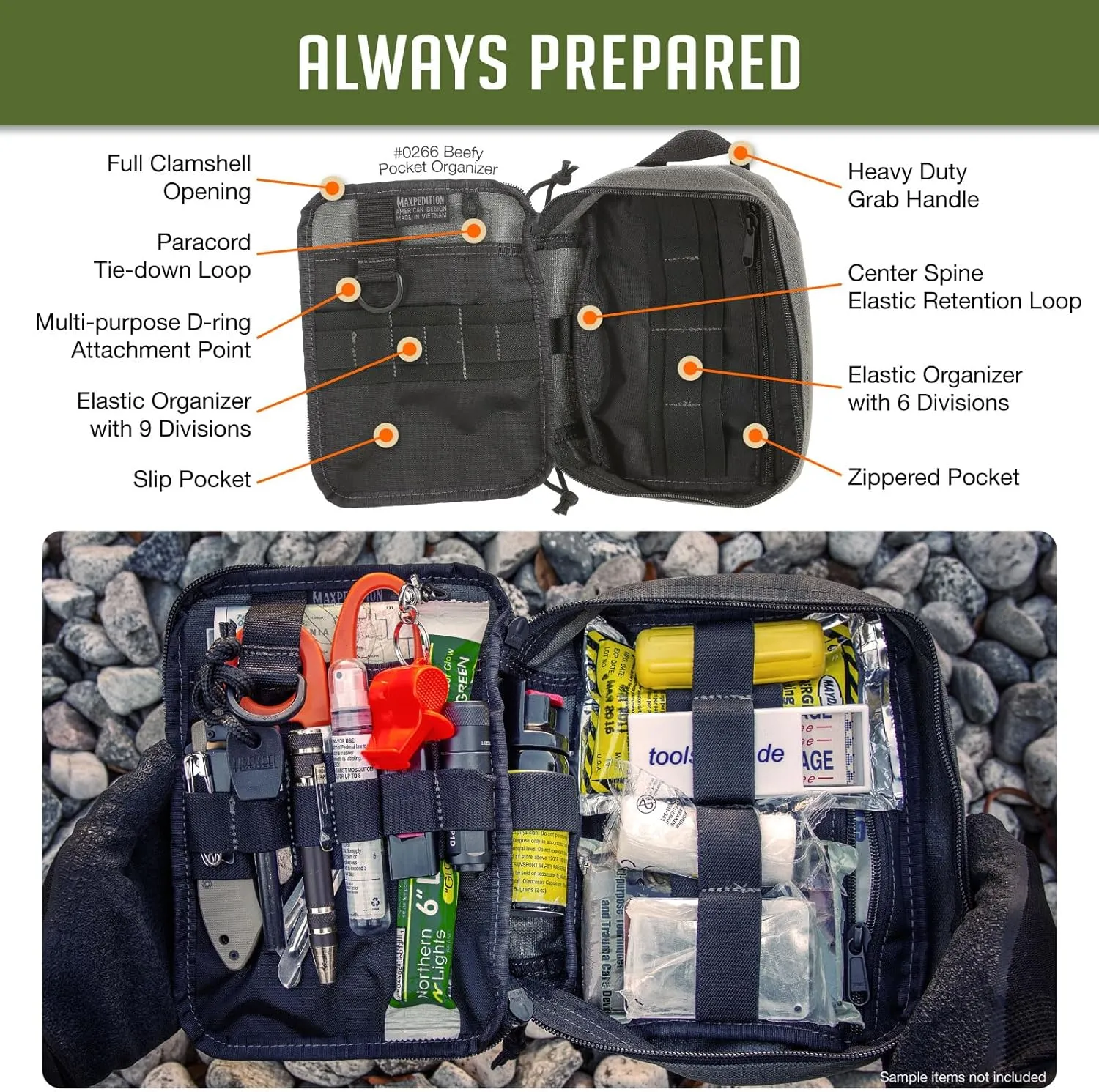 MAXPEDITION Beefy Pocket Organizer, Compact, MOLLE-Compatible, 1000D Nylon Tactical Pouch, Everyday Carry Tool and Gear Storage for Outdoor, Tactical, Survival, 0266