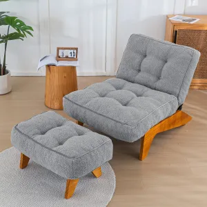 MAXYOYO Adjustable Accent Chair with Ottoman, Thick Cushion Seated Lounge Chair Reclining Chair for Living Room, Cozy Recliner and Footrest Set, Dark Grey