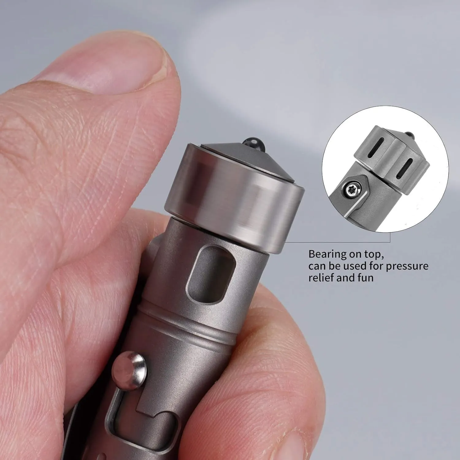 MecArmy TPX10 Mini Titanium Bolt Action Tactical Pen with Replaceable Refill, Small EDC Tactical Pen with Stress-Relief Spinner Tail for Office Lightweight for Daily Carry (Titanium Sandblasted)