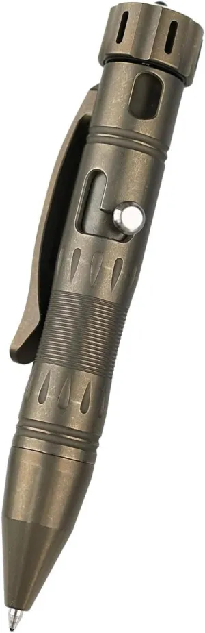 MecArmy TPX10 Mini Titanium Bolt Action Tactical Pen with Replaceable Refill, Small EDC Tactical Pen with Stress-Relief Spinner Tail for Office Outdoor Lightweight for Daily Carry (Titanium Bronze)