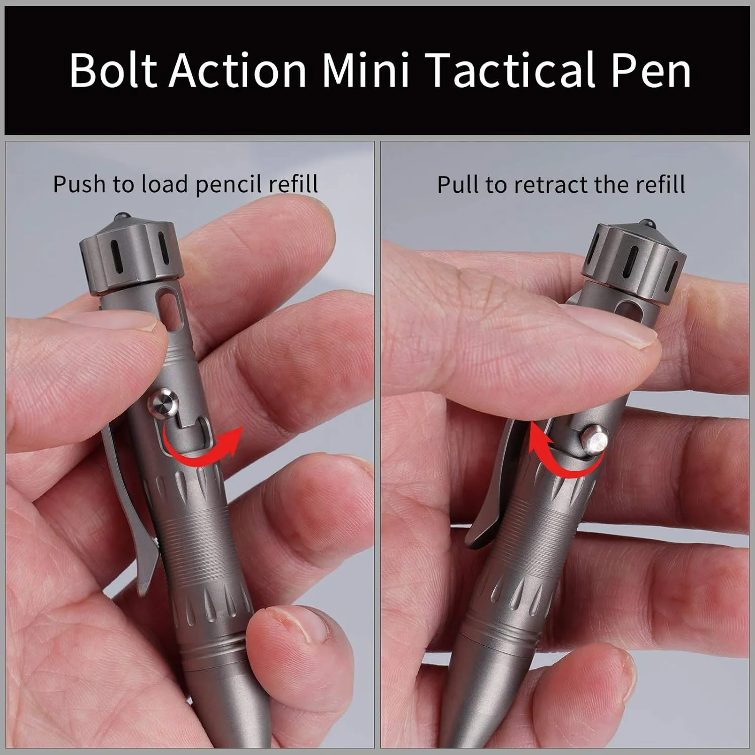 MecArmy TPX10 Mini Titanium Bolt Action Tactical Pen with Replaceable Refill, Small EDC Tactical Pen with Stress-Relief Spinner Tail for Office Outdoor Lightweight for Daily Carry (Titanium Bronze)