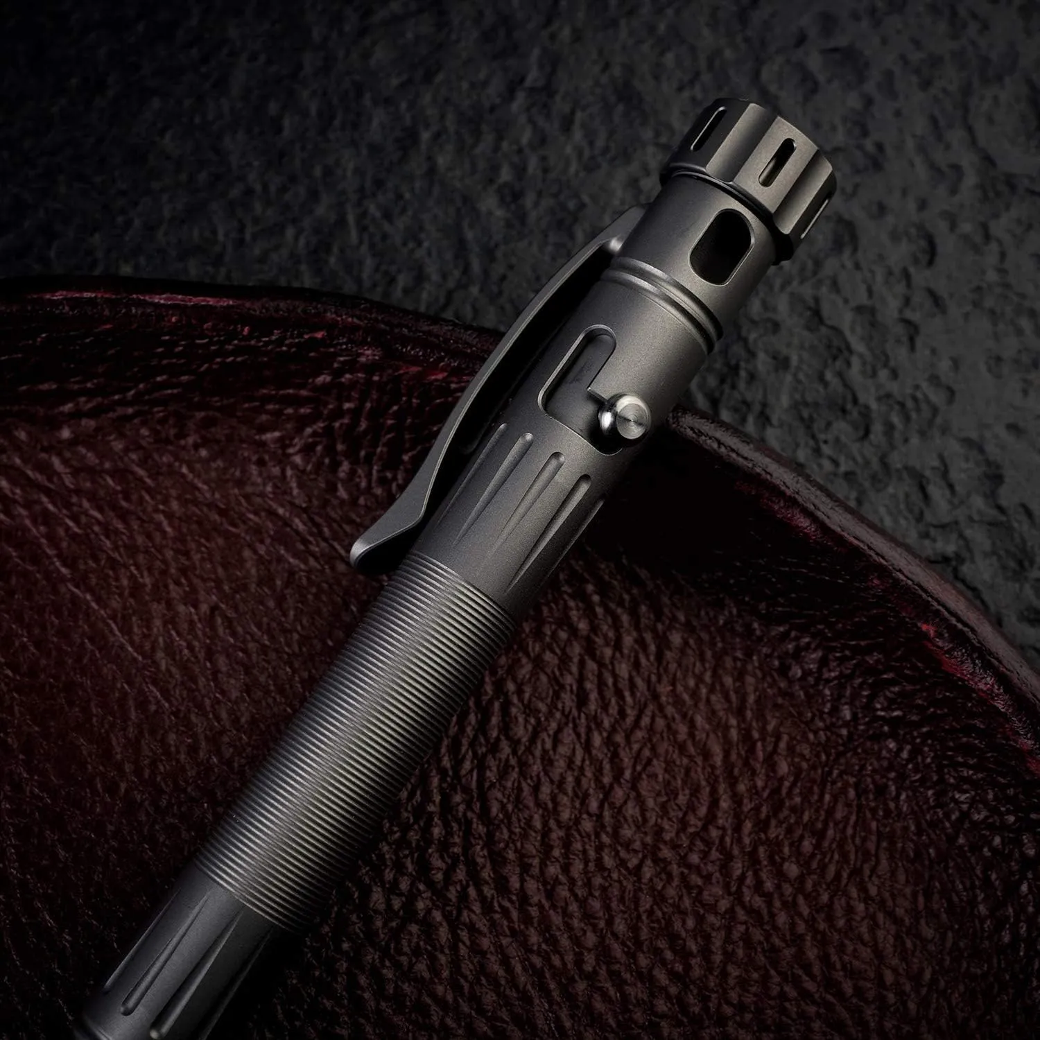MecArmy TPX12 Mini Titanium Bolt Action Tactical Pen with Replaceable Refill, EDC Pen with Fidget Spinner Tail, Ideal for Office Workers and Outdoor Adventures (Titanium Sandblasted)