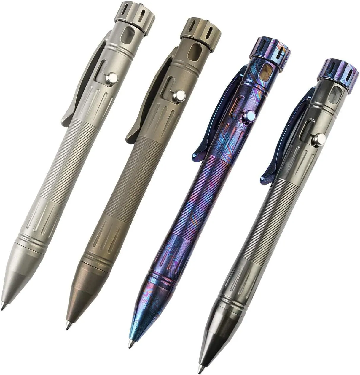 MecArmy TPX12 Mini Titanium Bolt Action Tactical Pen with Replaceable Refill, EDC Pen with Fidget Spinner Tail, Ideal for Office Workers and Outdoor Adventures (Titanium Sandblasted)
