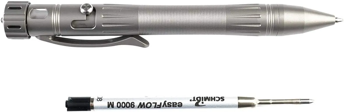 MecArmy TPX12 Mini Titanium Bolt Action Tactical Pen with Replaceable Refill, EDC Pen with Fidget Spinner Tail, Ideal for Office Workers and Outdoor Adventures (Titanium Sandblasted)