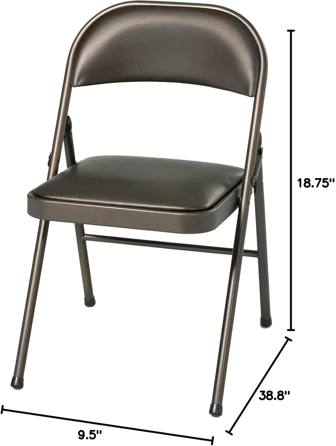 MECO Sudden Comfort Deluxe Cinnabar Vinyl Seat Padded Folding Chair with Steel Frame and Contoured Backrest for Indoor Outdoor Use, (Set of 4)
