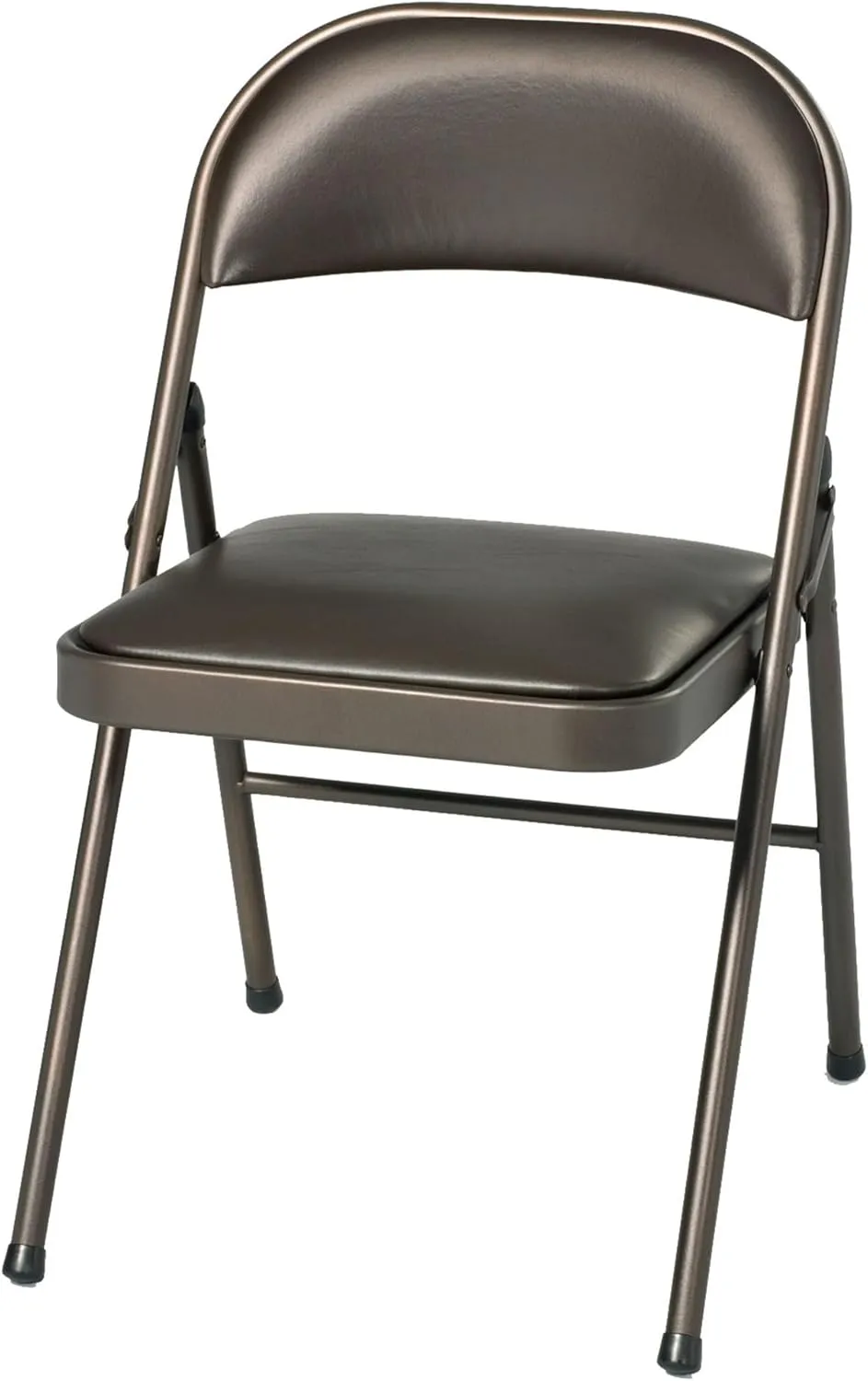 MECO Sudden Comfort Deluxe Cinnabar Vinyl Seat Padded Folding Chair with Steel Frame and Contoured Backrest for Indoor Outdoor Use, (Set of 4)